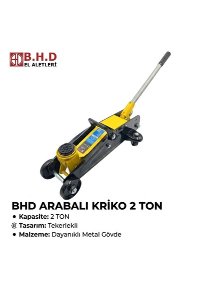 Bhd 2 Ton Arabalı Hidrolik Kriko - Tekerlekli Taşınabilir Profesyonel Araç Krikosu - Dayanıklı Metal Gövde