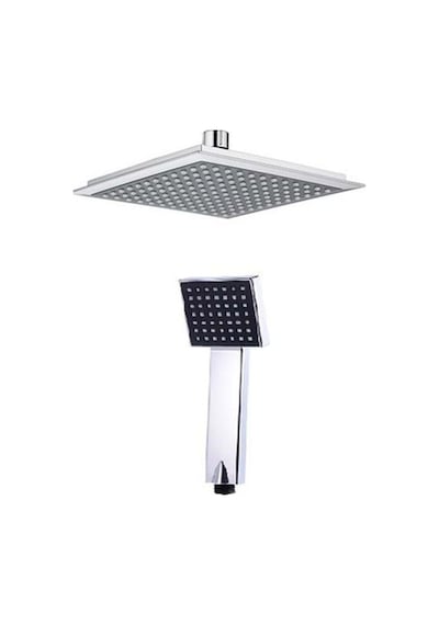 Flat Duş Başlığı - Tepe Duş El Duşu - Kare Krom - Siyah - 19 X 19 Diğer