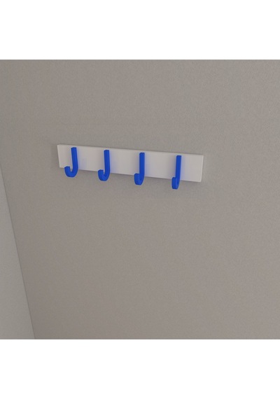 Hepsi3boyutlu Modern Duvar & Kapı Baston Askılık - 4 Adet Mavi J Askılık - Model No : 6 Mavi
