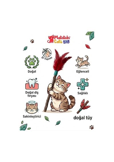 Tüylü Çubuk Doğal Çiğneme Çubuğu, Tüylü Kedi Oyuncağı 2'li Kedi Otu/nanesi Değildir