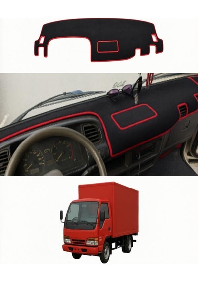 Isuzu - Nkr Wide 1997-2005 Uyumlu Torpido Koruma Kılıfı - Kırmızı Şeritli
