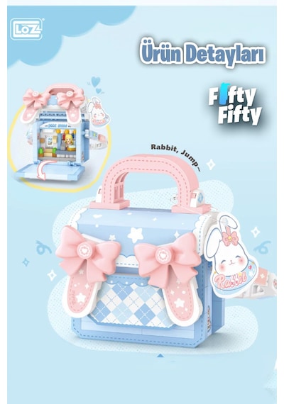 Loz Micro Block Sweet Bag Serisi Mavi Tavşan Figürlü Çanta 330 Parça Oyuncak Yapım Seti Fflz-8845