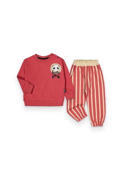 Bellamio Kids Çizgili Erkek Bebek Kırmızı İkili Takım Kırmızı