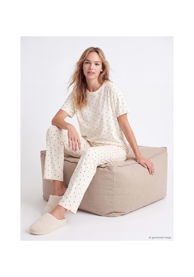 Lcw Dream Ekru Bisiklet Yaka Pauntiyeli Kadın Pijama Takımı