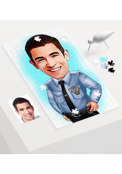 Kişiye Özel Bay Polis Karikatür 240 Parça A3 Puzzle - 1