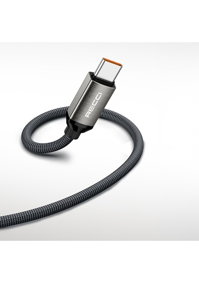 Recci Rs35c Usb-a To Type-c Örgü Tasarımlı Hızlı Şarj Özellikli Data Ve Şarj Kablosu 1m Gri