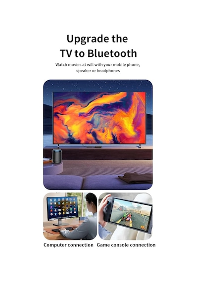 Bluetooth 5.4 Ses Alıcı & Verici 2 Si 1 Arada Aux Adaptör, 3.5mm Jak, Usb-c Şarj, 15m Kab