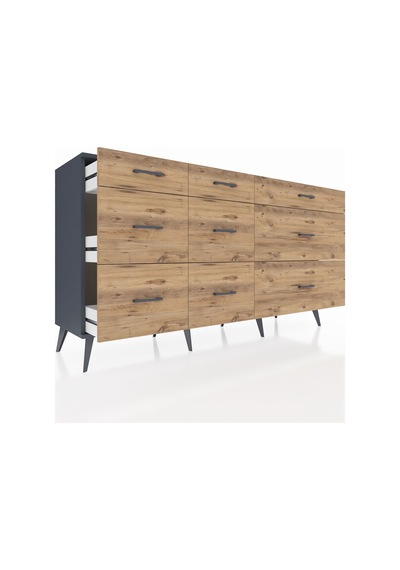Hyperion Konsol 9 Çekmeceli 176x44x99 Antrasit-antrasit/çam Antrasit-antrasit/çam Hyperion Konsol 9 Çekmeceli 176x44x99 Antrasit-antrasit/çam Antrasit-antrasit/çam