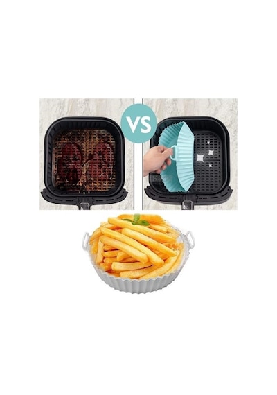 Buffer Renkli Isıya Dayanıklı Yıkanılabilir Silikon Fırın Ve Airfryer Yuvarlak Pişirme Matı 20 Cm Siyah
