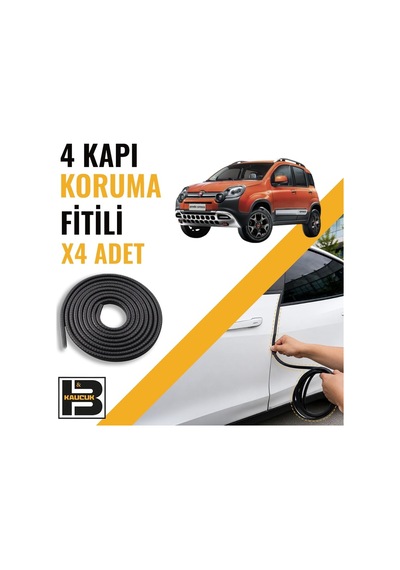 Fiat Panda Cross 2012-2025 Kapı Koruma Fitili-4 Kapı-siyah-bm2561