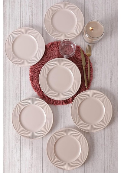 Krem Myra Pasta Tabağı 22 Cm 6 Adet 030 Çok Renkli