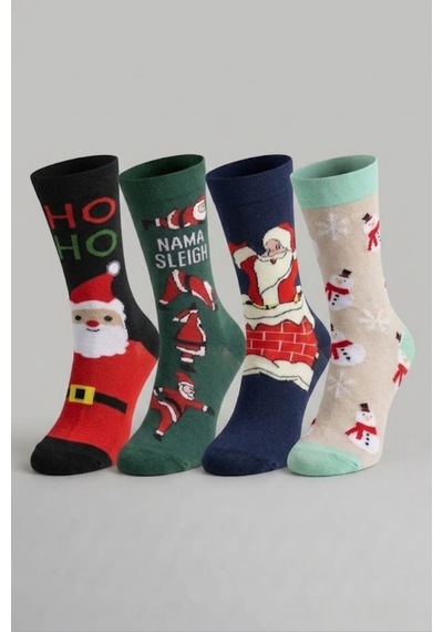 Socketta Christmas Koleksiyonu 4 Lü Kendinden Örgü Desenli Yılbaşı Çorapları Yeşil-lacivert-bej-siyah Desenli Socketta Christmas Koleksiyonu 4 Lü Kendinden Örgü Desenli Yılbaşı Çorapları Yeşil-lacivert-bej-siyah Desenli