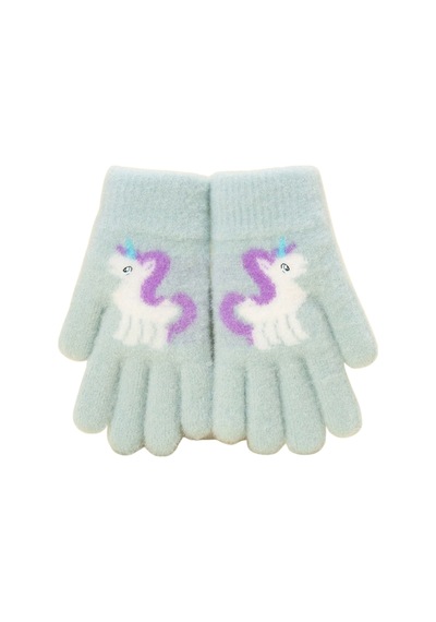 Petityu Unicorn Mint Mor Yele Örme Sıcacık Eldiven Yeşil