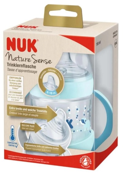 Nuk Nature Sense Isı Göstergeli Pp Alıştırma Bardağı 150 Ml - 2 Adet Yedek Başlık Mavi
