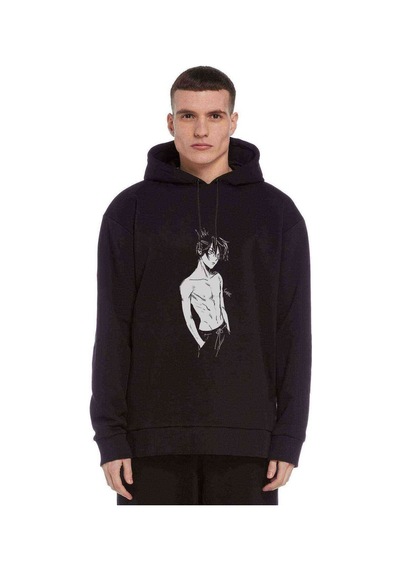 Anime One Punch Man Baskılı Siyah Erkek Kapşonlu Sweatshirt (530999024)