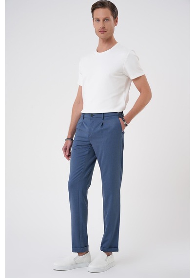 Efor Comfort Fit Beli Lastikli Pileli İndigo Jogger Pantolon P 1182 İndigo