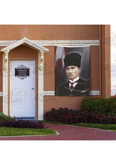 Kalpaklı Gazi Mustafa Kemal Atatürk - Ay Yıldız - Türk Bayrağı Poster - Bayrak 100x150 Cm 1