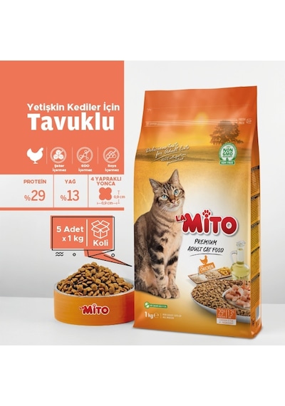 Lamito Tavuklu Yetişkin Kedi Maması 1 Kg 5 Adet