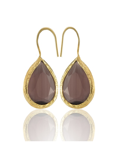 Kadir Jewellery 22 Ayar Altın Kaplama Damla Taşlı Küpe -el İşçiliği Ve Hipoalerjenik Küpe Kehribar 31374632