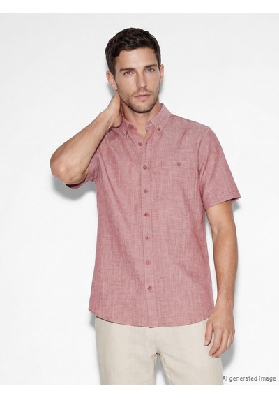 Lcwaıkıkı Classic Bordo Regular Fit Keten Karışımlı Erkek Gömlek