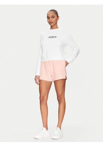 Guess Kadın Pembe Nakışlı Jean Şort Pembe