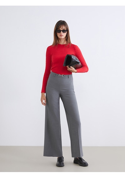 Lcw Vision Gri Dar Fit Geniş Paça Kadın Pantolon