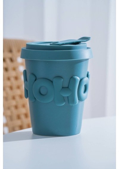 Acar Ruby Silikon Kapaklı Porselen Kupa Turkuaz - 380 Ml Turkuaz