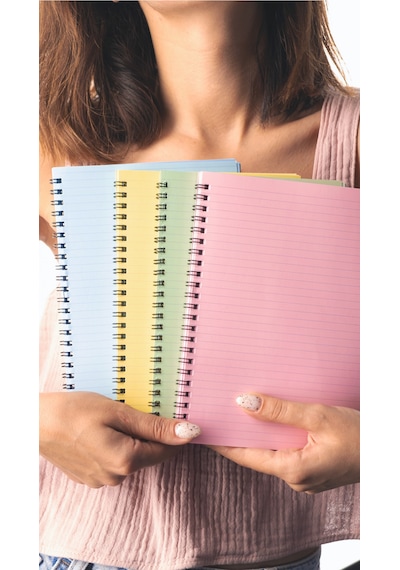 Dream Notes 4 Farklı Renk Çizgili A5 Defter Seti Sarı - Pembe - Mavi - Yeşil