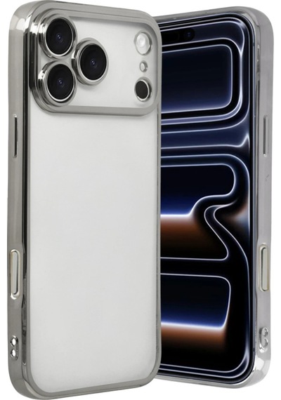 Apple iPhone Uyumlu  17 Pro Uyumlu Lensli Silikon - Gümüş