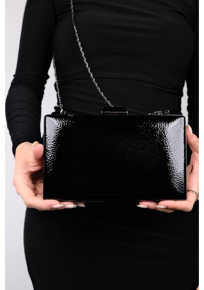 Luvishoes Destıny Siyah Rugan Kadın Abiye Çanta Siyah