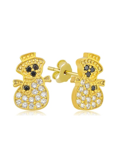 Gümüş Gold Kardan Adam Kadın Küpe 14 MM-Gümüş