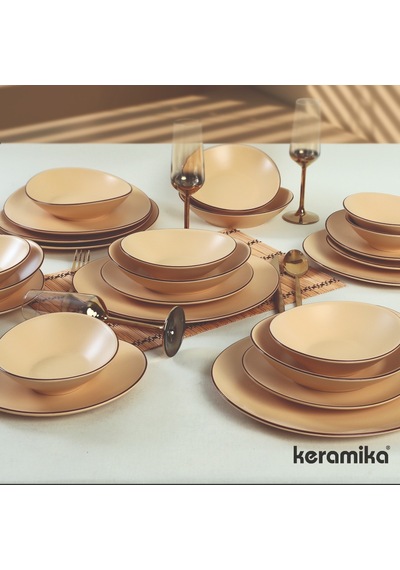 Keramika Takım Yemek Stella 6 Kişilik 24 Parça Mat Açık Kahve