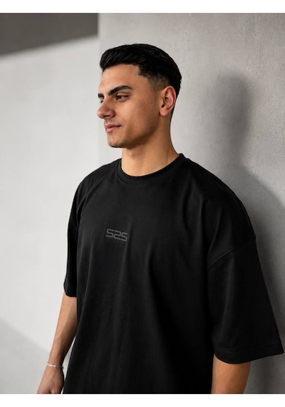 525 Oversize Sırt Baskılı Streetwear Unisex T-shirt Justkeepgoing Siyah