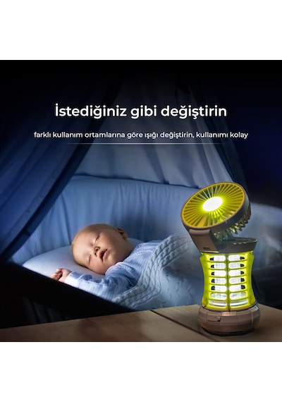 Bix KL-02 Sivrisinek Kovucu İç ve Dış Mekan Elektrikli Micro USB Şarj Edilebilir IPX4  LED Işıklı Lamba