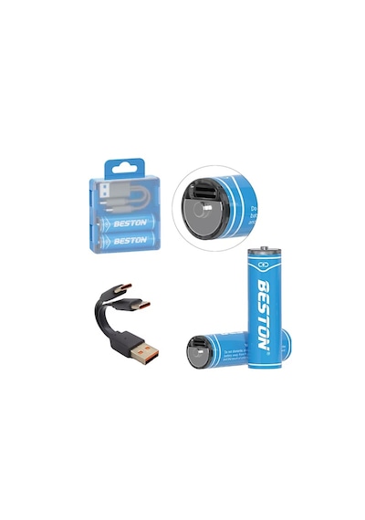 Beston P2 01c Aaa Şarj Edilebilir İnce Kalem Pil 2 Li Aaa Usb Type C 666mwh