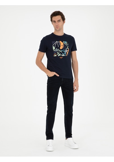 Cacharel Lacivert Slim Fit Jean Pantolon