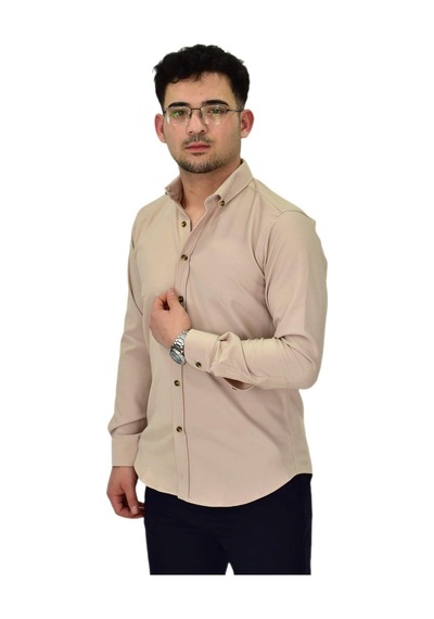 Erkek Likralı Spor Silim Fit Gömlek Bgl-st04326 Taş