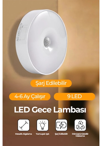 4 Adet Hareket Sensörlü Usb Şarjlı Led Işık Lamba-oda, Mutfak, Salon Ve Merdiven Işıklandırma 1