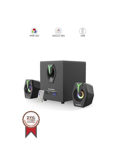 Torima D38 Siyah Bluetooth Hoparlör 2in1 Subwoofer Rgb Işıklı Bilgisayar Hoparlörü Speaker
