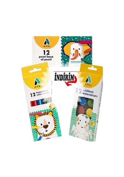 Boya Seti 12'li Sulu+kuru+pastel Boya+ Hediyemiz Yeşil