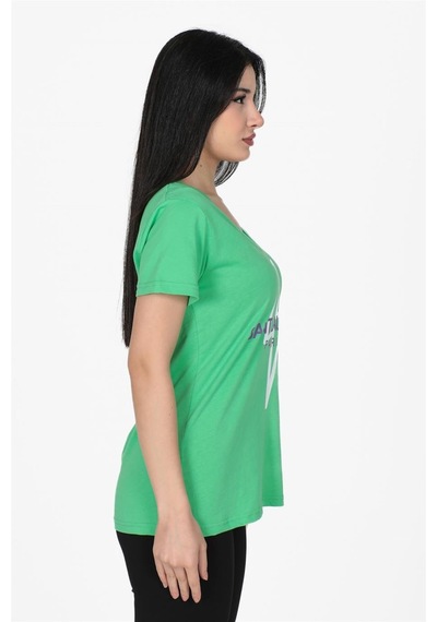 Yıldırım Baskılı V Yaka Tshirt Yeşil-yeşil Yeşil