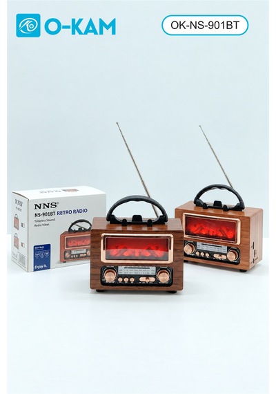 O-kam Ok-ns-901bt Taşıma Saplı Şömine Efektli Retro Radyo