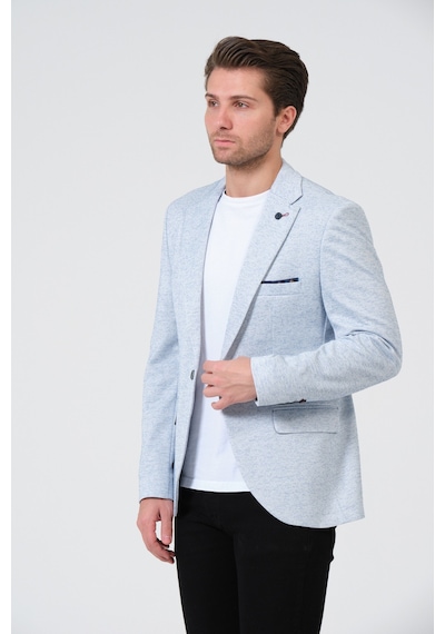 Bonesti Erkek Slim Fit Blazer Ceket Beyaz Mavi Noktalı