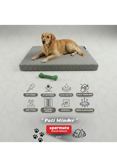 Xpermate Büyük Irk Köpek Yatağı Fermuarlı Yıkanabilir Su İtici Evcil Hayvan Yatağı Pati Minder 80 x 120 CM