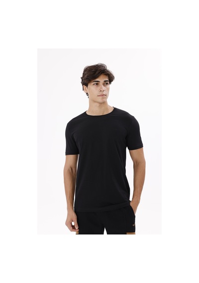 Rowinger Rahat Kesim Pamuklu Bisiklet Yaka Basic Tişört Black