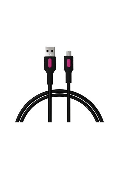 Lexroo Coral Micro Usb Hızlı Şarj Kablosu Siyah + Fuşya/siyah Uç 150 Cm Standart