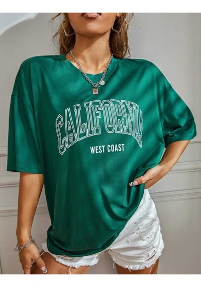 Noıssey Yeşil California Baskılı Oversize Unisex