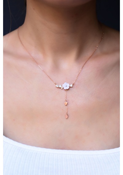 Papatya Silver 925 Ayar Gümüş Rose Kaplama Kardelen Çiçeği Kolye