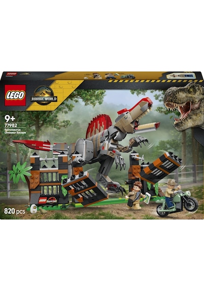 LEGO® Jurassic World Spinosaurus Dinozor Kaçışı 77982 - 9 Yaş Üzeri Çocuklar için Motosiklet İçeren Oyuncak Yapım Seti (820 Parça)