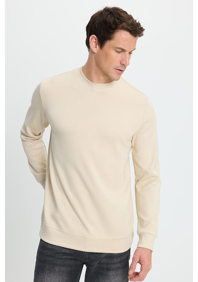 Tudors Erkek Relax Fit Rahat Kesim Uzun Kollu Ekstra Yumuşak Bisiklet Yaka Kemik Rengi Sweatshirt-41870 Kemik